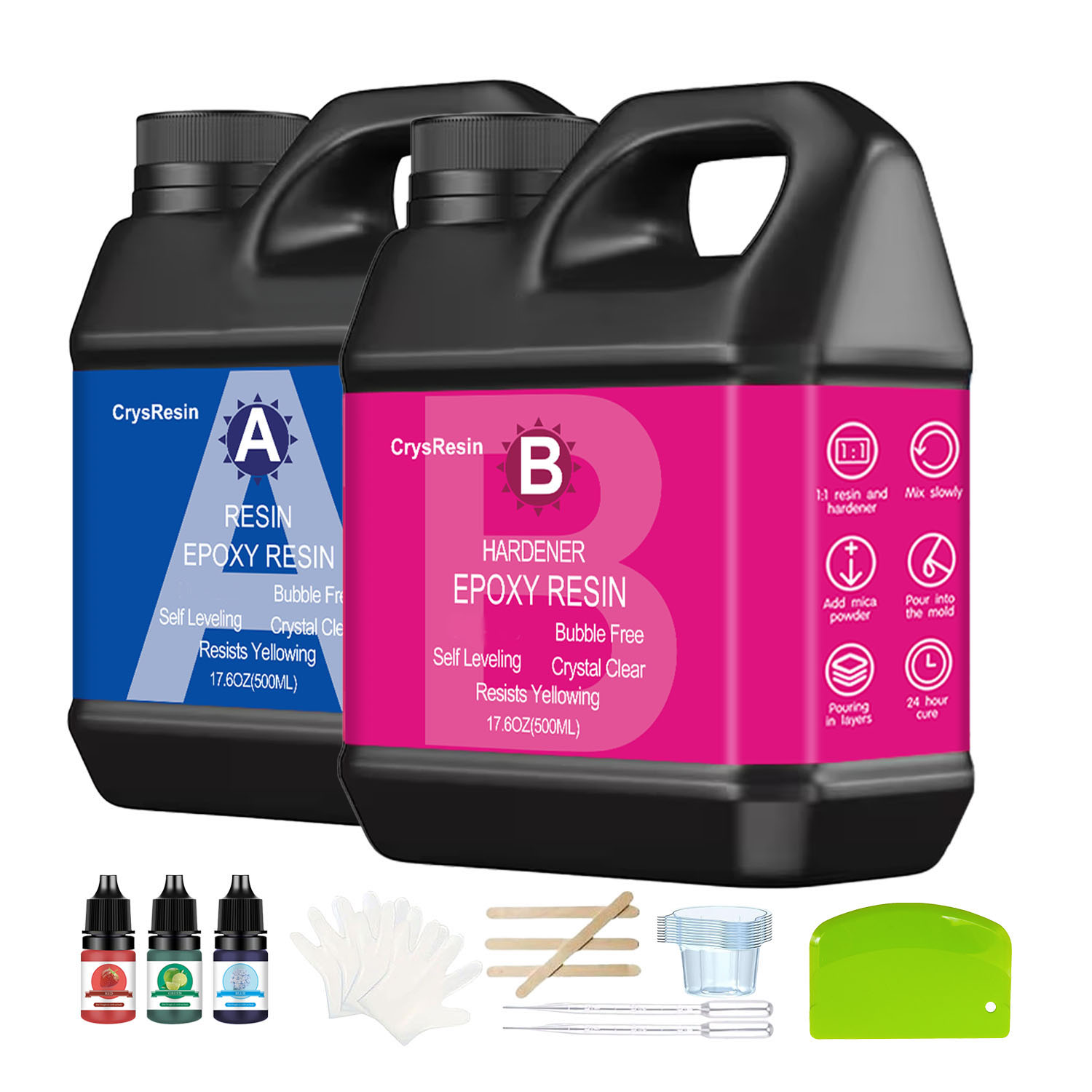 Resin Art Kit With Molds - Crystal Clear Epoxy Resin 1:1 Kit