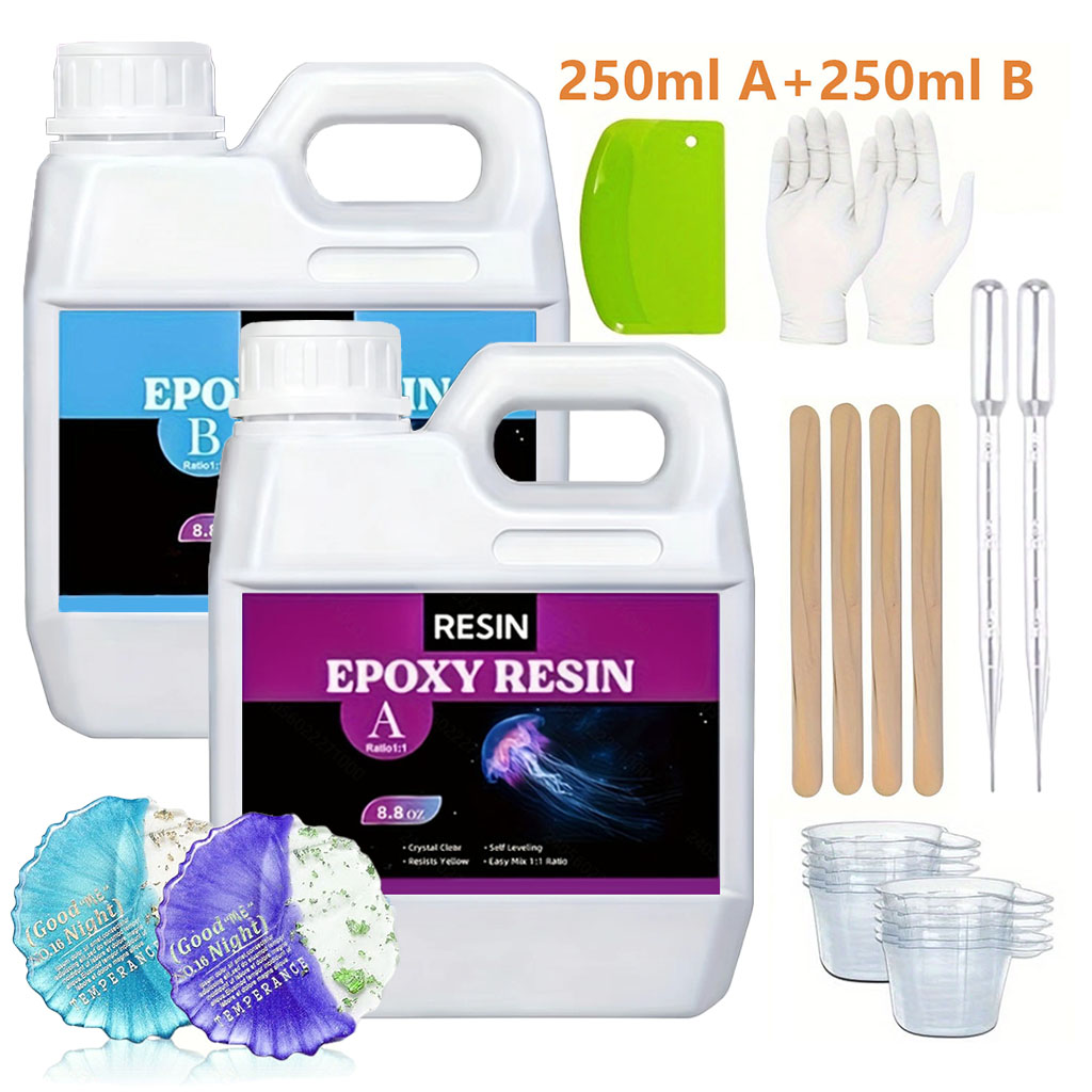 Resin Art Kit With Molds - 125ml/250ml Crystal Clear Casting Resin Kit