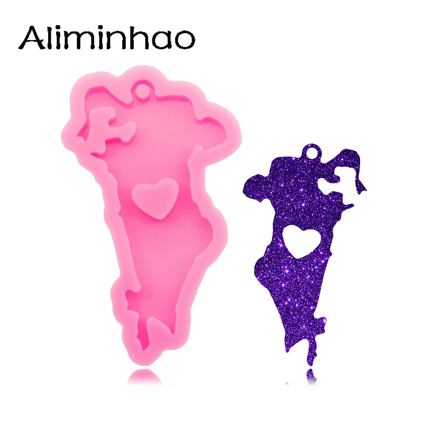 Resin Art A Keychain - DY1435 Shiny Bahrain Map Silicone Resin