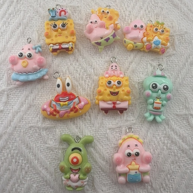 Resin Art Box - 10pcs cartoon resin pendant, DIY jewelry