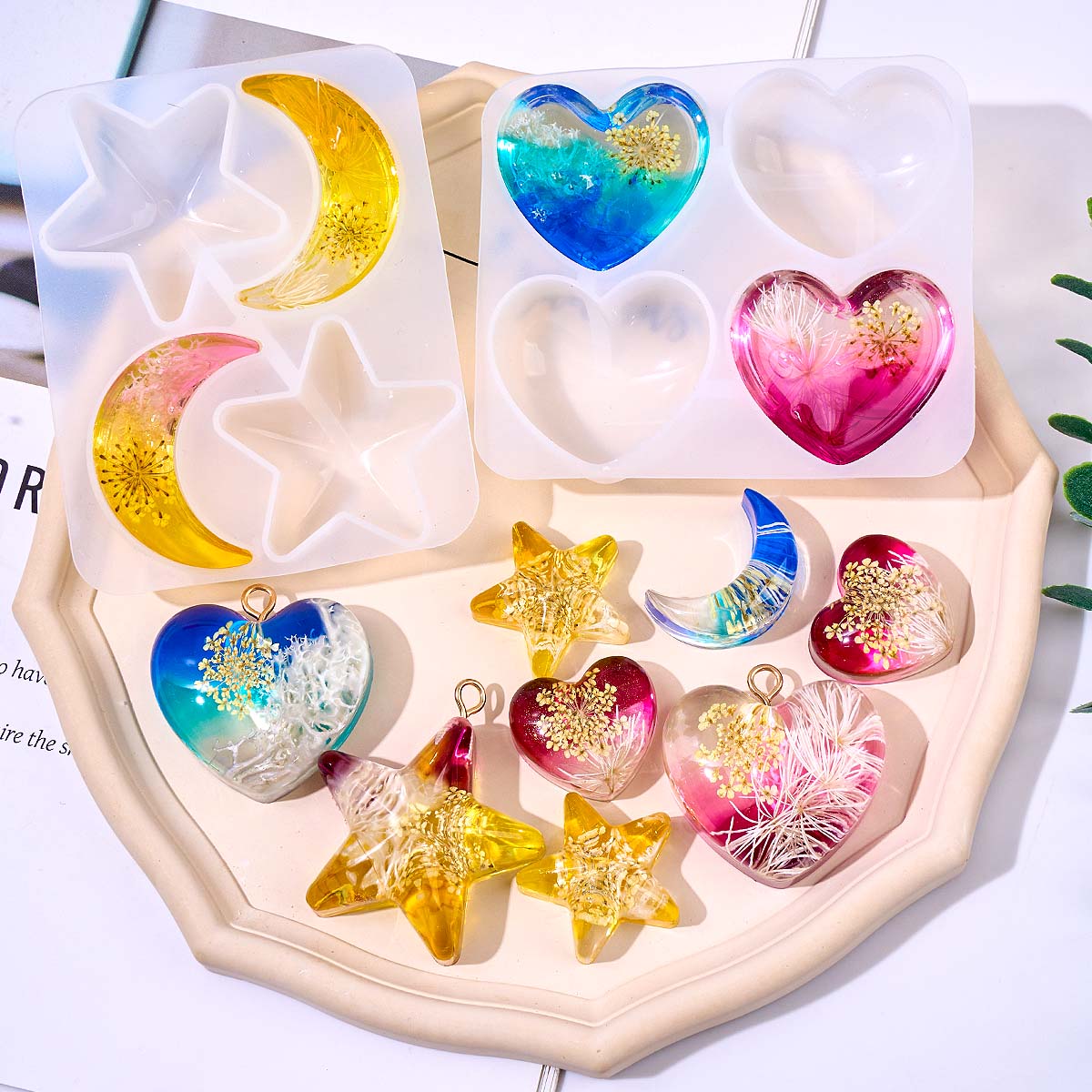 Heart Star Moon Pendant Silico - Resin Art Acrylic review and price