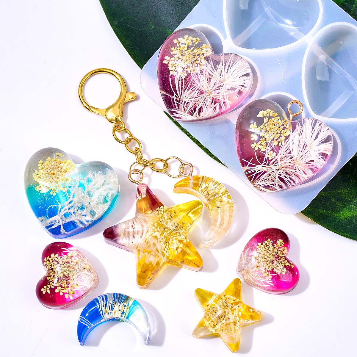 Heart Star Moon Pendant Silico - Resin Art Acrylic review and price