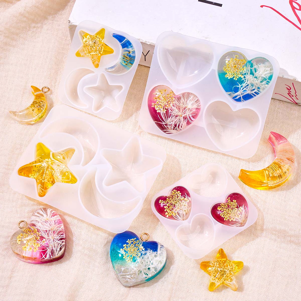 Heart Star Moon Pendant Silico - Resin Art Acrylic review and price