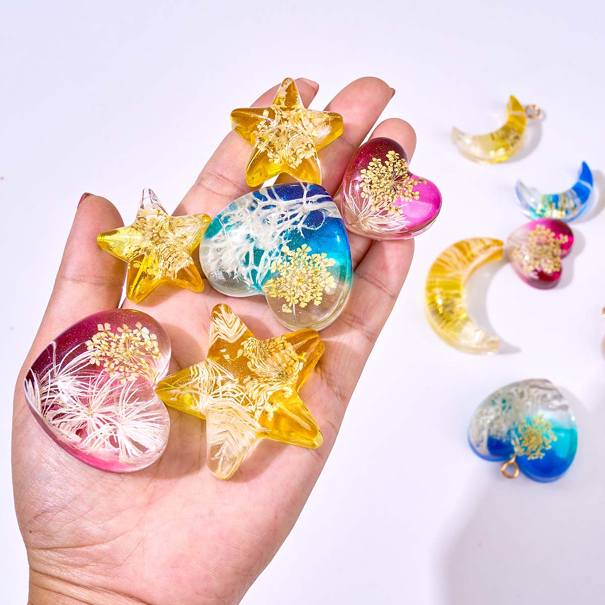 Heart Star Moon Pendant Silico - Resin Art Acrylic review and price