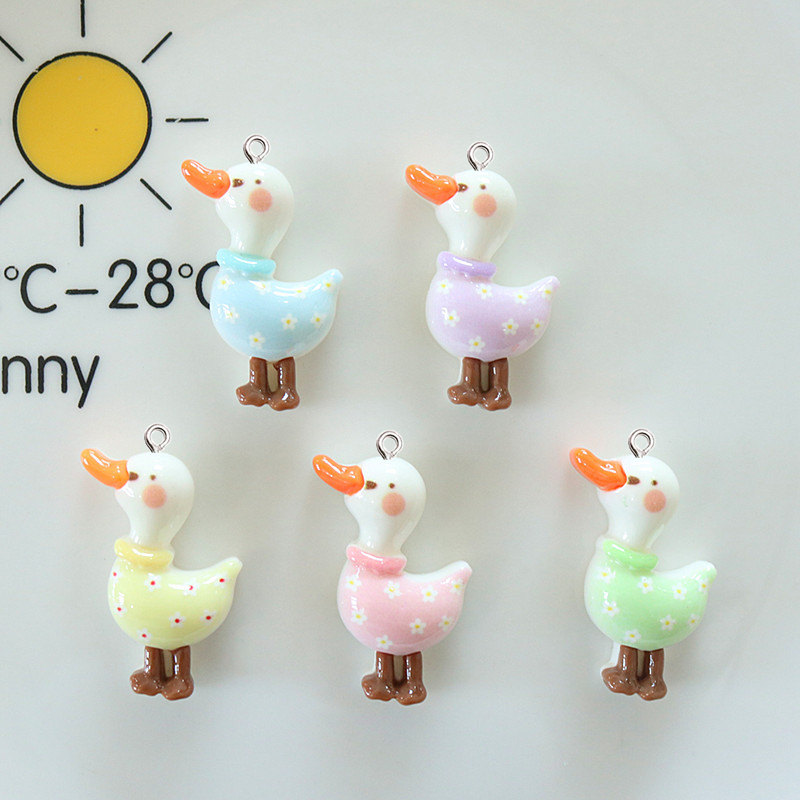 10Pcs Cute Glossy Glitter Duck - Resin Art Earrings Material review and price