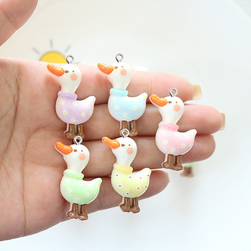 10Pcs Cute Glossy Glitter Duck - Resin Art Earrings Material review and price