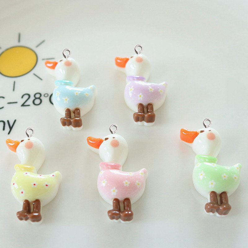 10Pcs Cute Glossy Glitter Duck - Resin Art Earrings Material review and price
