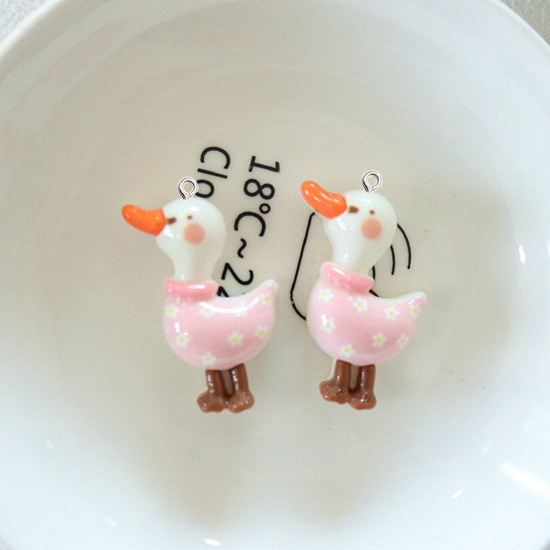 10Pcs Cute Glossy Glitter Duck - Resin Art Earrings Material review and price