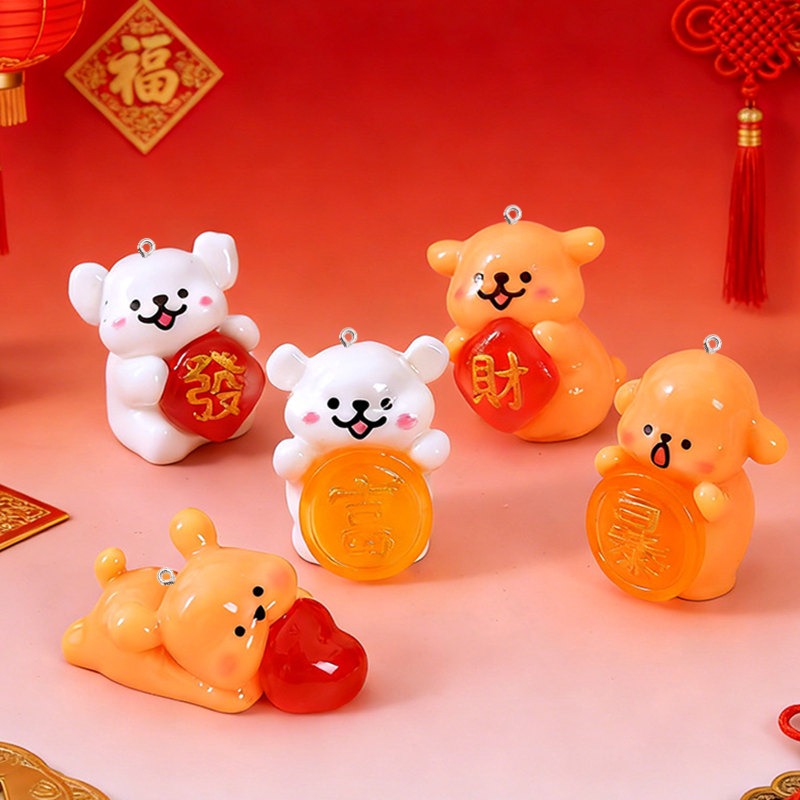 5Pcs Cartoon Dog Resin Charms  - Resin Art Earrings Material review and price