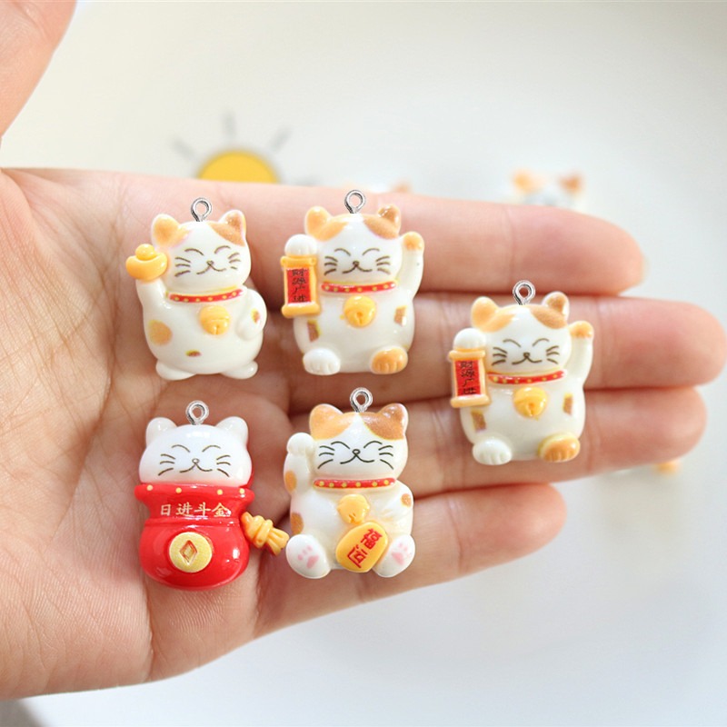 10Pcs Cute Glossy Cat Resin Sm - Resin Art Earrings Material review and price