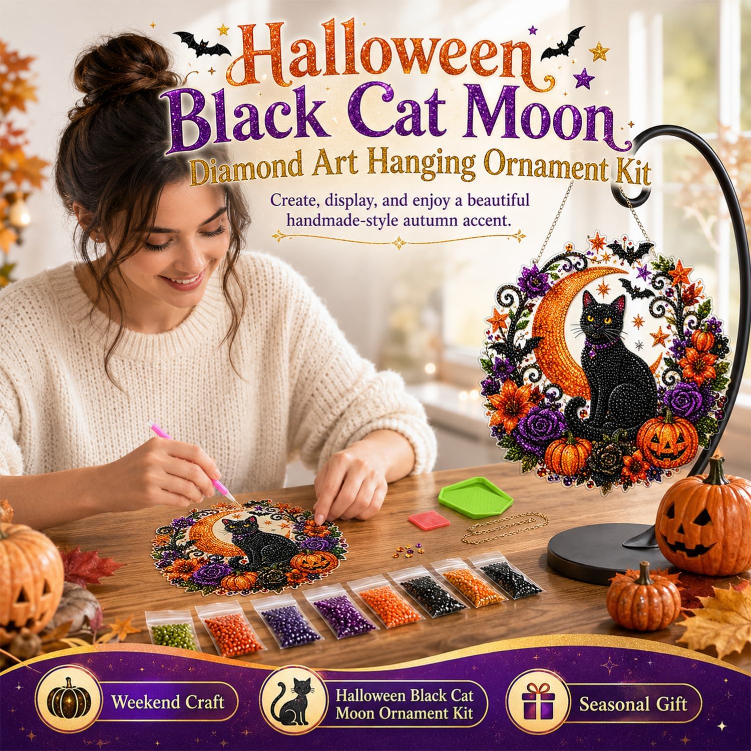 Halloween Pumpkins Diamond Art - Resin Art Flowers review and price