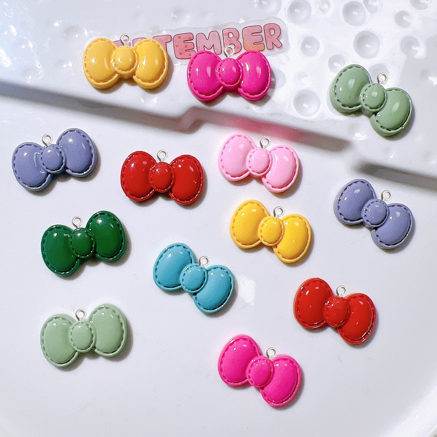 10Pcs Cute Cartoon Bowknot Res - Resin Art Earrings Material review and price
