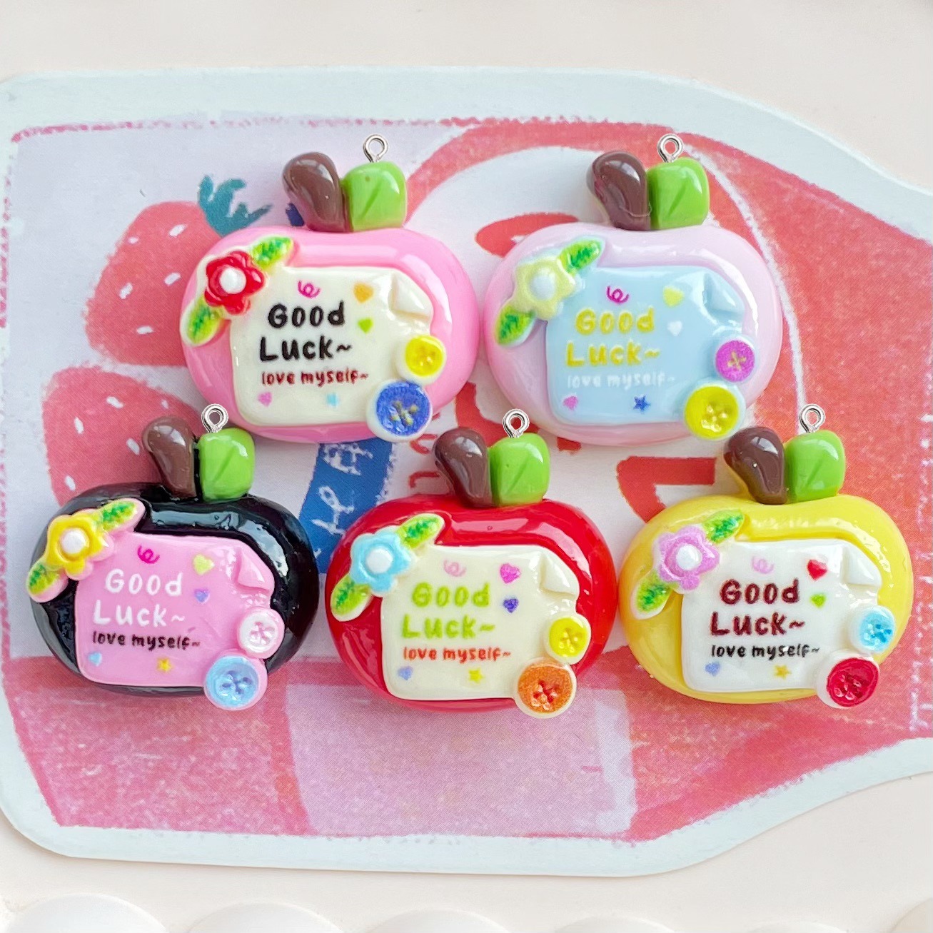 10Pcs Cute Lucky Red Apples Pl - Resin Art Earrings Material review and price