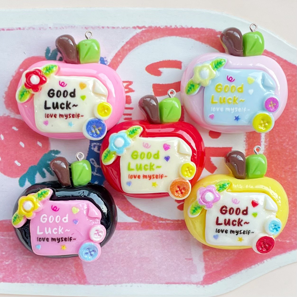 10Pcs Cute Lucky Red Apples Pl - Resin Art Earrings Material review and price