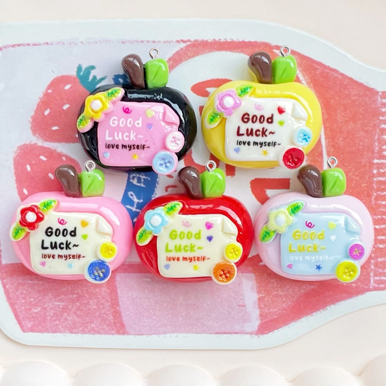 10Pcs Cute Lucky Red Apples Pl - Resin Art Earrings Material review and price