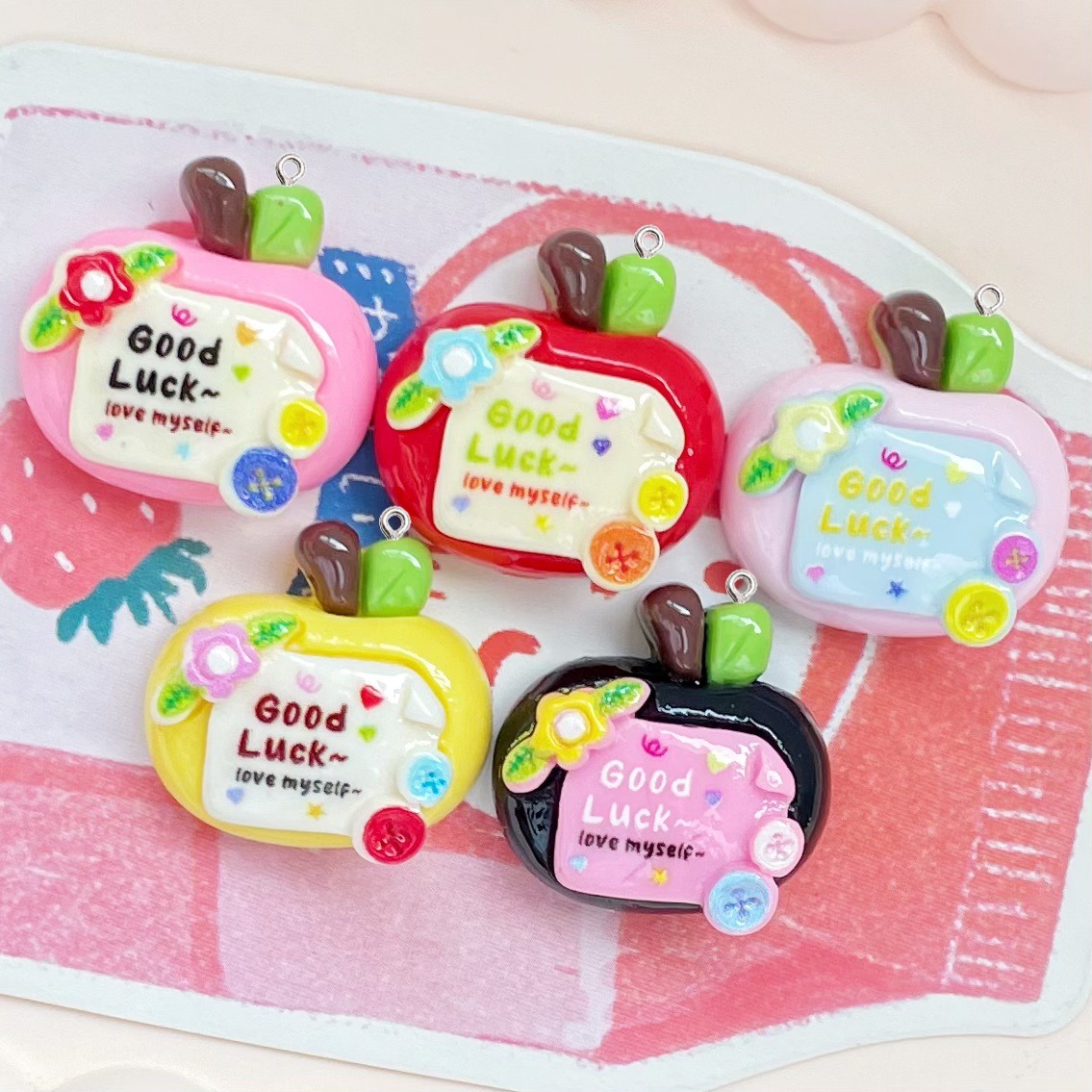 10Pcs Cute Lucky Red Apples Pl - Resin Art Earrings Material review and price