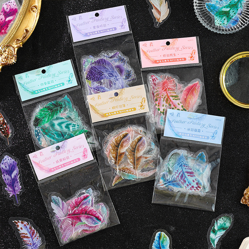 40pcs/Pack Feather Stickers De - Resin Art Sticker review and price
