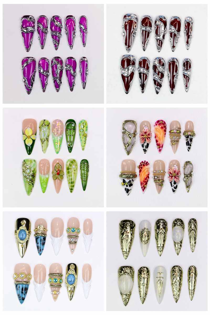 10Pcs Long Stiletto Press-On N - Resin Art Flowers review and price