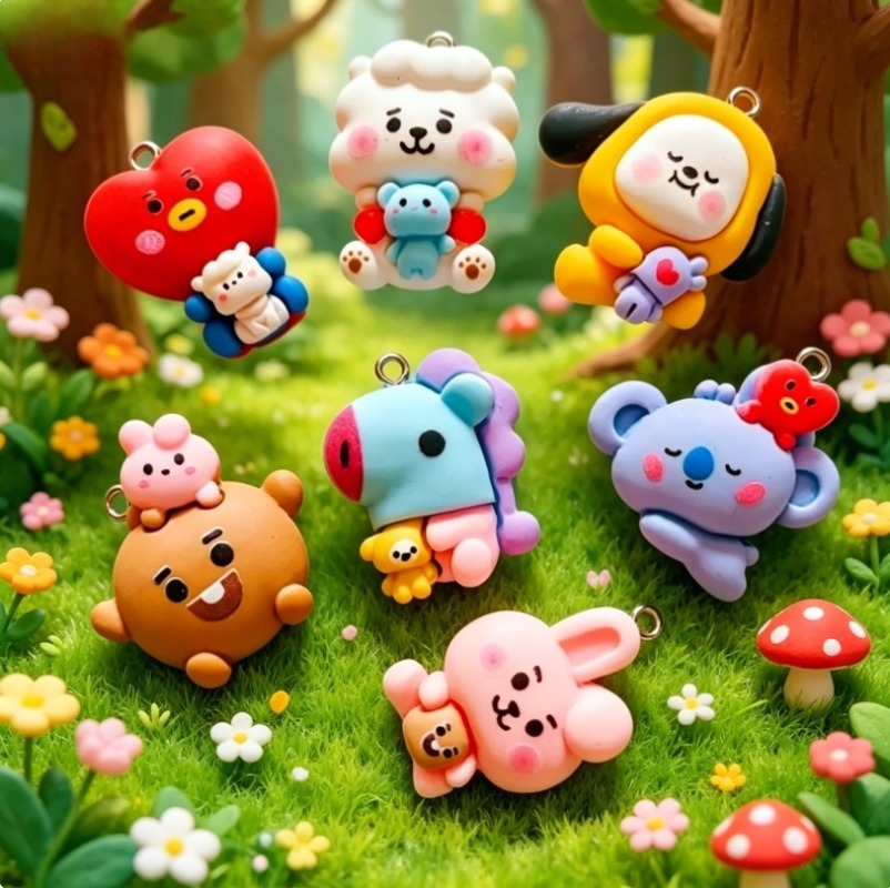 7pcs BT21 Resin Cartoon Charm  - Resin Art Box review and price