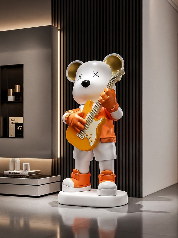 Guitar Love Bear Statue Piggy  - Resin Art In Floor review and price