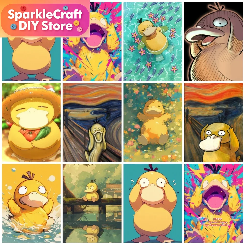 1pc frameless Psyduck Cartoon  - Resin Art Sticker review and price