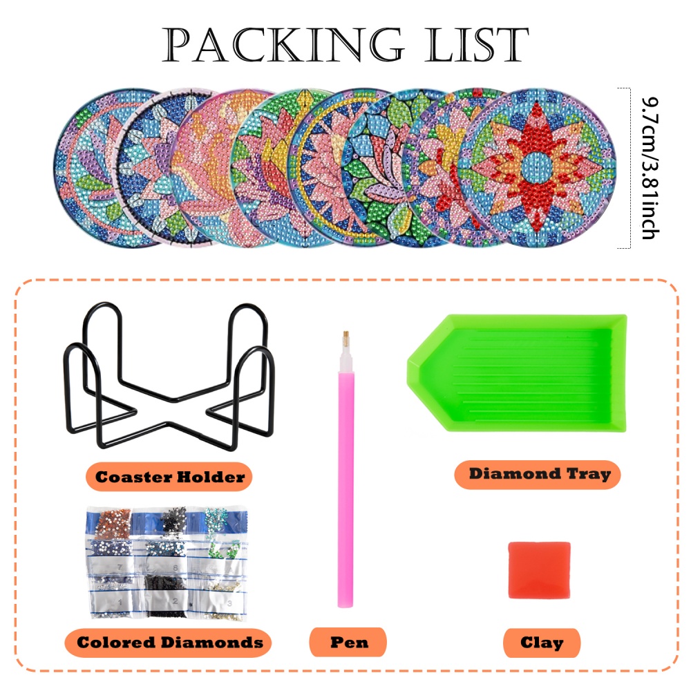 8 Pieces/Set of Diamond Art Pa - Resin Art Coasters review and price